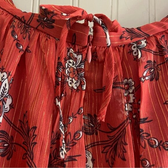 Ann Taylor Gorgeous Flowy Rust Color Floral Blouse Top Women’s Size XS - Picture 8 of 10